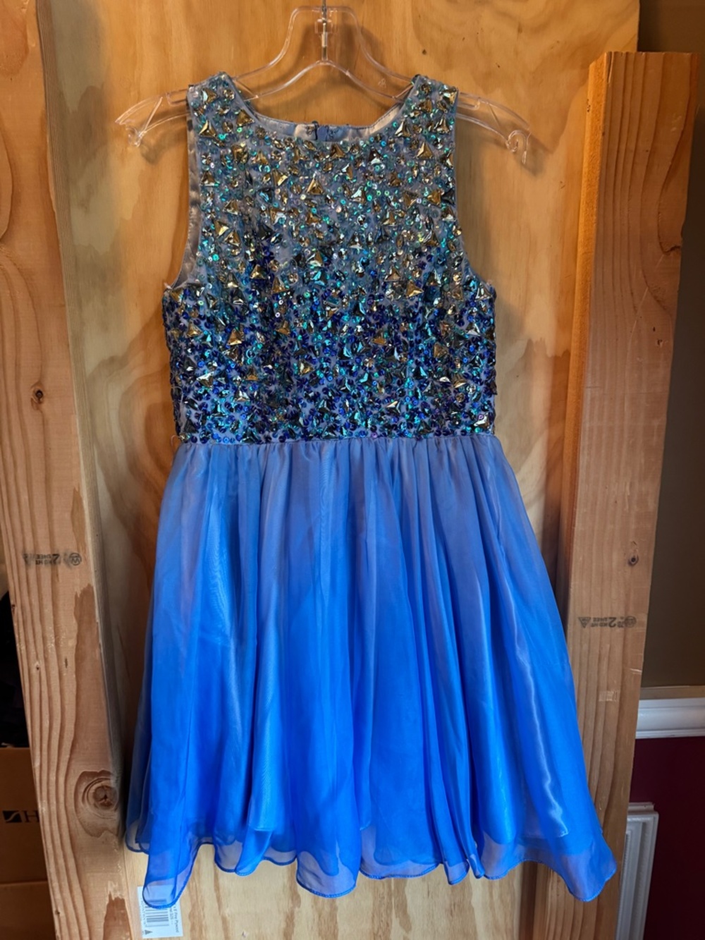 Crystal top blue dress